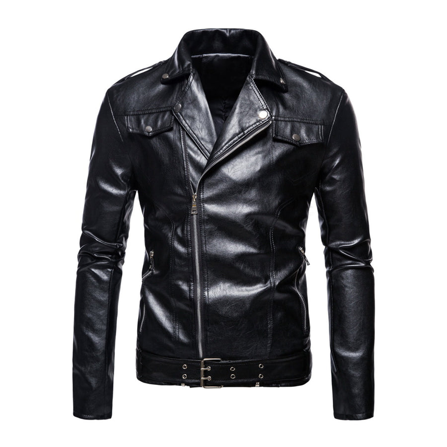 Autumn New Men's Leather Jacket Plus Size Lapel Motorcycle Leather PU Coat Korean Fashion Street Dress Men's Shirt