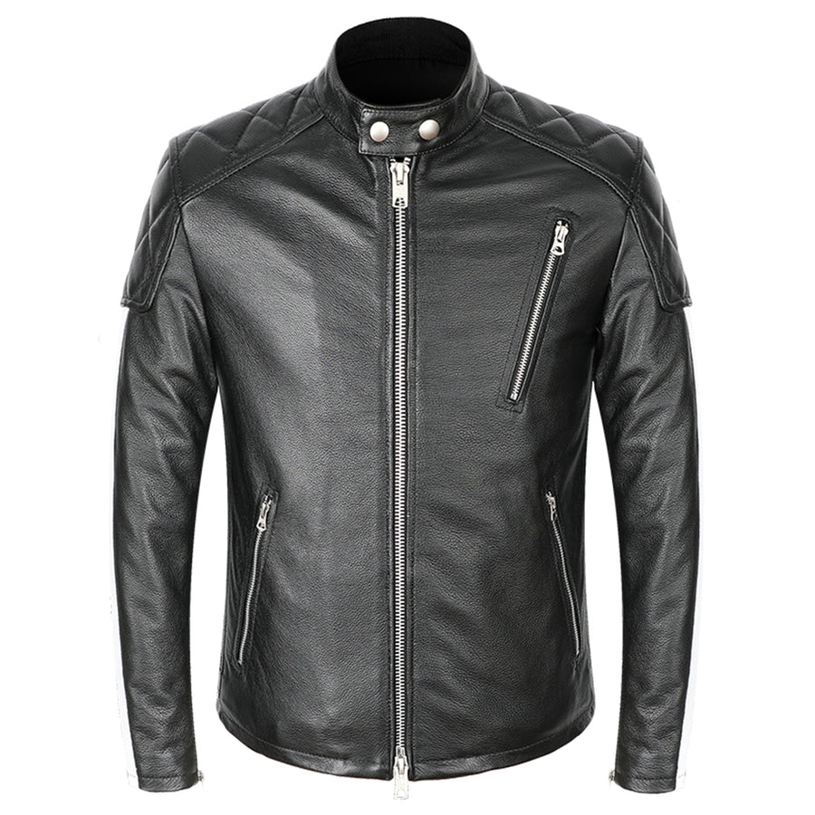 New Genuine Leather Jacket Men Motorcycle Cowhide Jacket Slim Street Fashion Man Clothes Black Biker Zipper Coat
