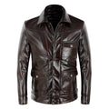 Men's Motorcycle Leather Jacket Genuine Leather Coat Male Cowhide Brown Slim Classic Quality Fashion Coat