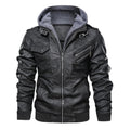 Men Hooded Leather Jacket Motorcycle Winter Fleece Warm Biker Vintage Coat Moto Casual Slim Pilot Leather Jackets