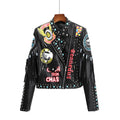 Punk Rock Leather Patches Music Festival Guitar Show Stage Jacket TV Dance Singers Costumes Coat