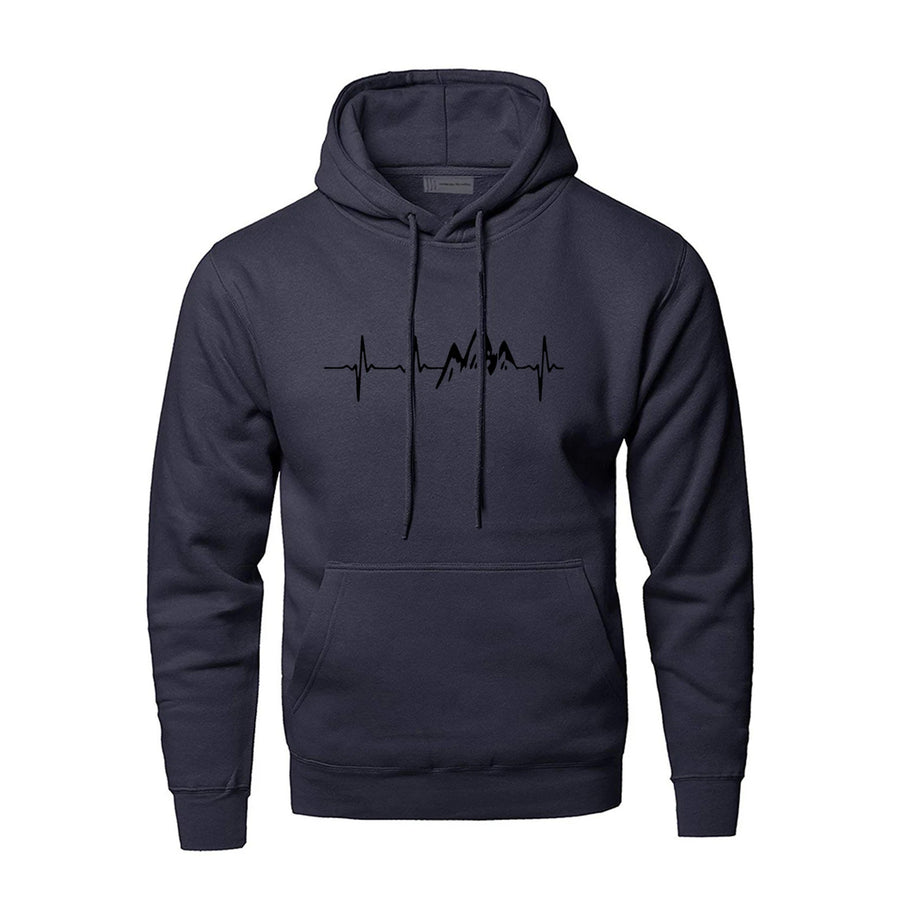 Mountain Heartbeat Hoodies Sweatshirt Men Sound Ray Diagram Hooded Sweatshirt Hoodie Winter Autumn Print Black Gray Sportswear