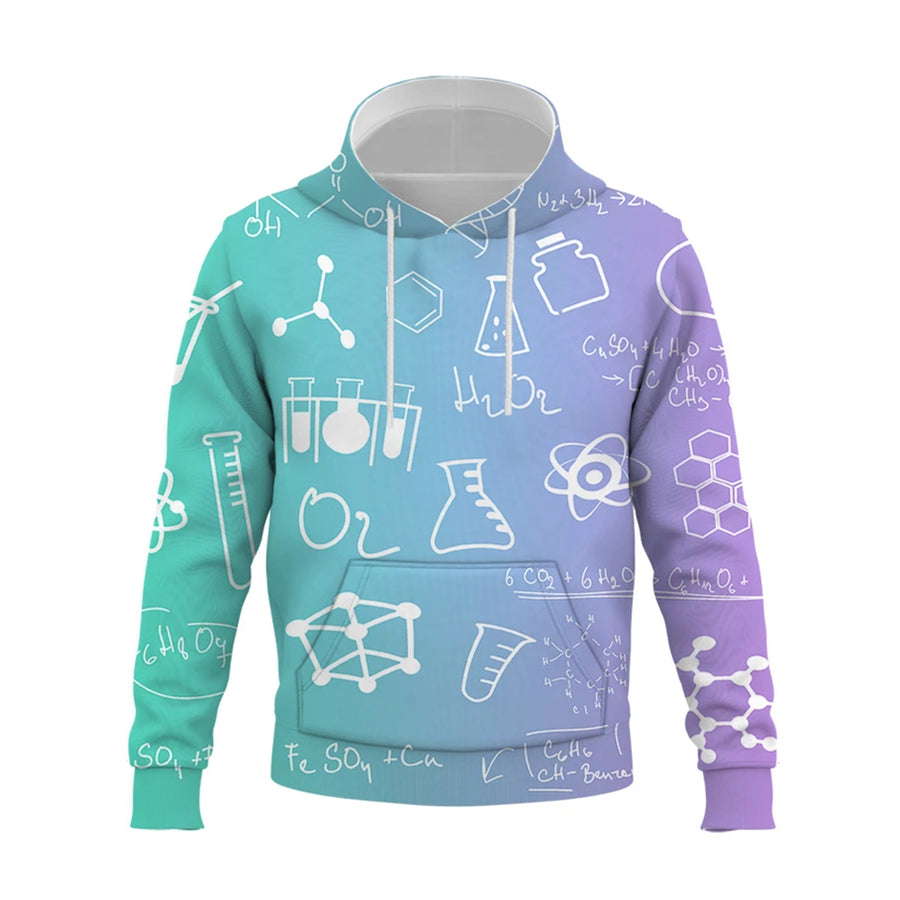 Chemical Formula Print Pattern Men's Hoodies Spring And Autumn Hoodie Men Casual Oversized Hoodie Hip Hop Men's Clothes