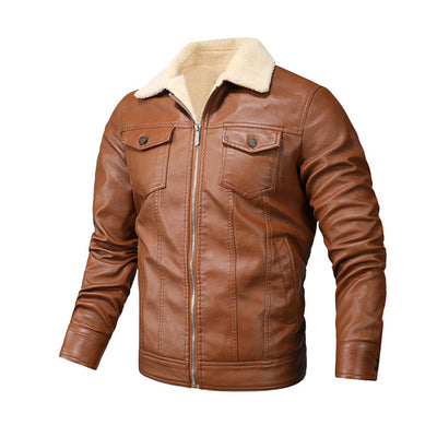 Men's PU Jacket Leather Coats Winter Men Fur Collar Warm Slim Faux Leather Motorcycle Jackets Male Biker Coats Clothing