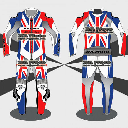 RA-803 UK FLAG MOTORCYCLE LEATHER SUIT