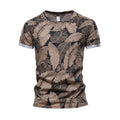 New Summer Leaf Printed T Shirts Men O-neck 100% Cotton Short-sleeved Men's T-Shirt Summer Male Tops Tee Shirts