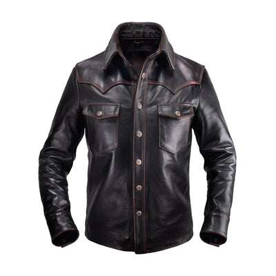 Genuine Leather Jacket Men's Top Grain Horse Leather Casual Short Fashion Motorcycle Riding Jacket Leather Jacket