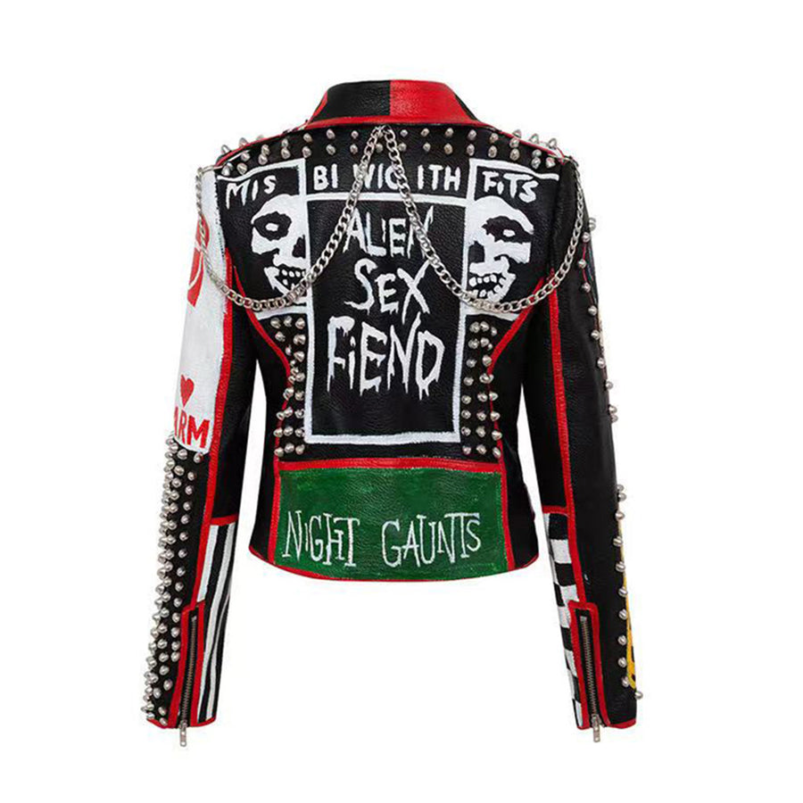 Men's Jacket Hip Hop Gothic Patch Buttonhole Faux Leather Punk Rock Jackets Slim Motorcycle 3D Outwear Male Female