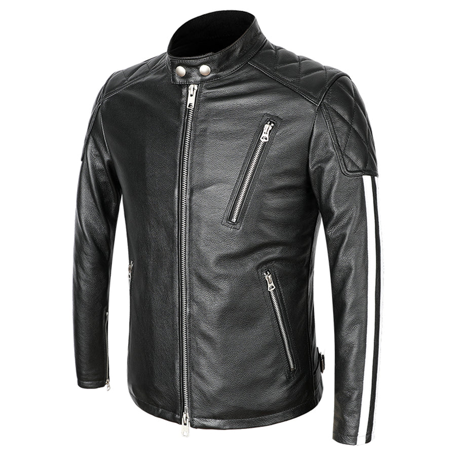 New Genuine Leather Jacket Men Motorcycle Cowhide Jacket Slim Street Fashion Man Clothes Black Biker Zipper Coat
