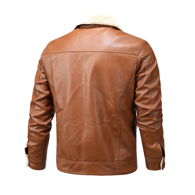 Men's PU Jacket Leather Coats Winter Men Fur Collar Warm Slim Faux Leather Motorcycle Jackets Male Biker Coats Clothing