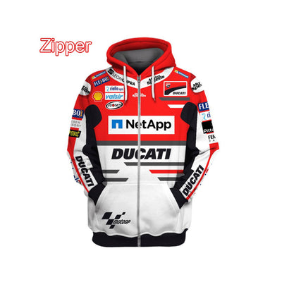Ducati Motorcycle Club Autumn Leisure Party Red Zip Hooded Outdoor Running Bike Cross-country Sports Large Pullover