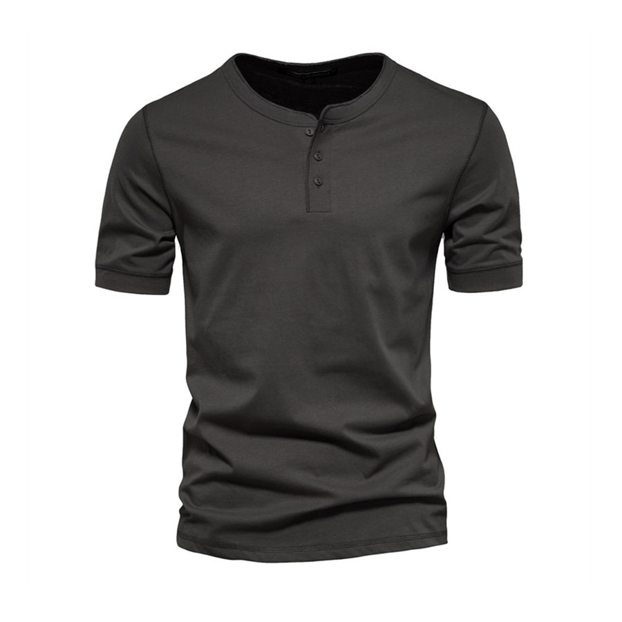 100% Cotton Henley Collar T Shirt Men Casual High Quality Summer Short Sleeve Men's T Shirts Fashion Basic T-shirt Male