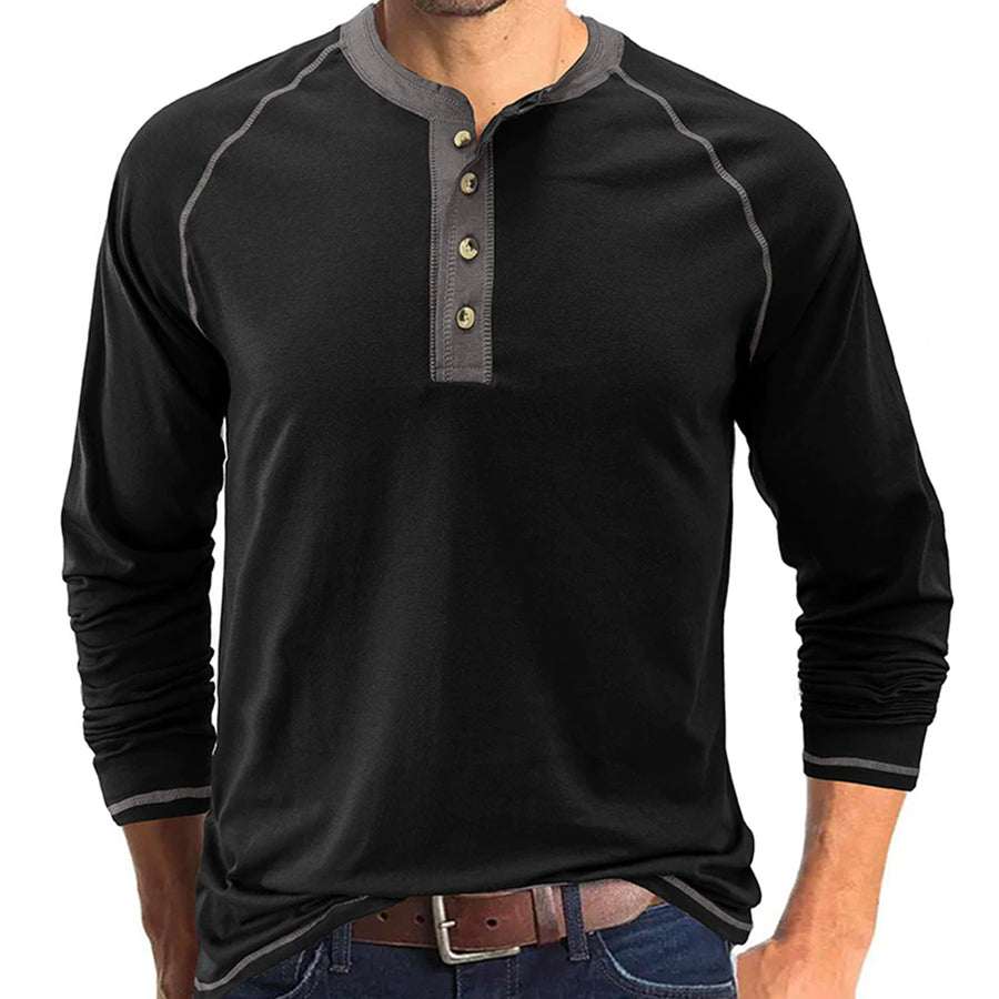 New Long Sleeve Cotton T shirts Men Fashion Henry Collar Men's T-shirt Spring Summer Quality Brand Men Clothing