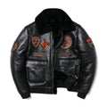New Air Force Black Shearling Wool Fur Sheepskin Leather Jacket Men Genuine Leather Coat Warm Winter Clothing Motorcycle Jackets