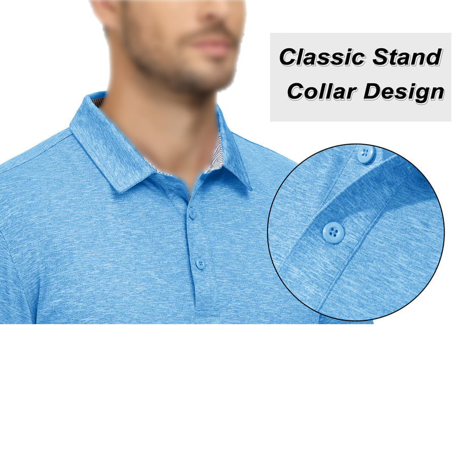 Outdoor Performance Long Sleeve Polo Shirts Men's Golf Fishing Shirts 3 Buttons Down Tactical Pullover Casual Sportswear