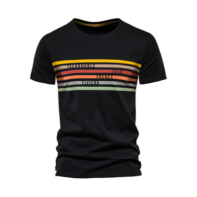 Striped Cotton T-shirts Men O-neck Slim Fit Causal Fashion Designer T Shirts for Men Summer Short Sleeve Men's Clothing