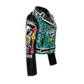 Women Leopard Graffiti Punk Style PU Leather Jacket With Belt Rivet Queen Motorcycle Coats and Jackets