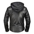 Genuine Leather Jacket Men Top Grain Cow Leather Hooded Style Casual Short Fashion Motorcycle Riding Leather Jacket