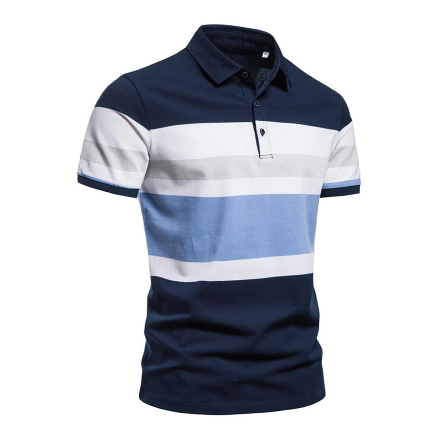 New Men Short Sleeve Polo Contrast Color New Clothing Summer Streetwear Casual Fashion Men Tops