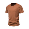 Men's Waffle T-shirts Solid Color O-neck Short Sleeve Casual T-shirts for Men New Summer Basic Breathable Tops Tee Men