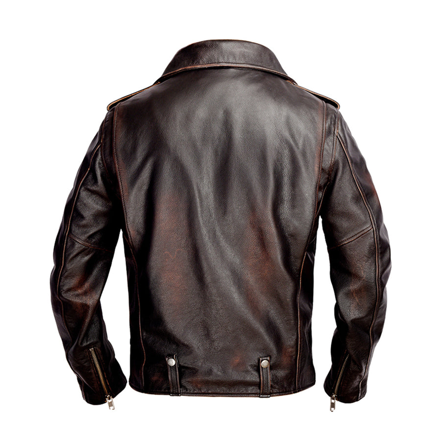 Genuine Leather Jacket Men's Top Grain Cow Leather Retro Casual Short Fashion Motorcycle Riding Jacket Leather Jacket
