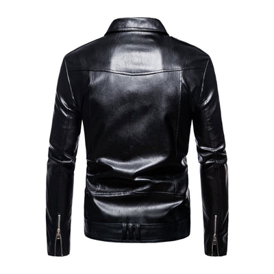 Autumn New Men's Leather Jacket Plus Size Lapel Motorcycle Leather PU Coat Korean Fashion Street Dress Men's Shirt