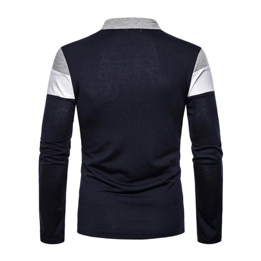 Autumn Men's Long Sleeve Contrasting Polo T-shirt Casual Polo Shirts Fitness Stitching Casual Top Lapel Men Clothing