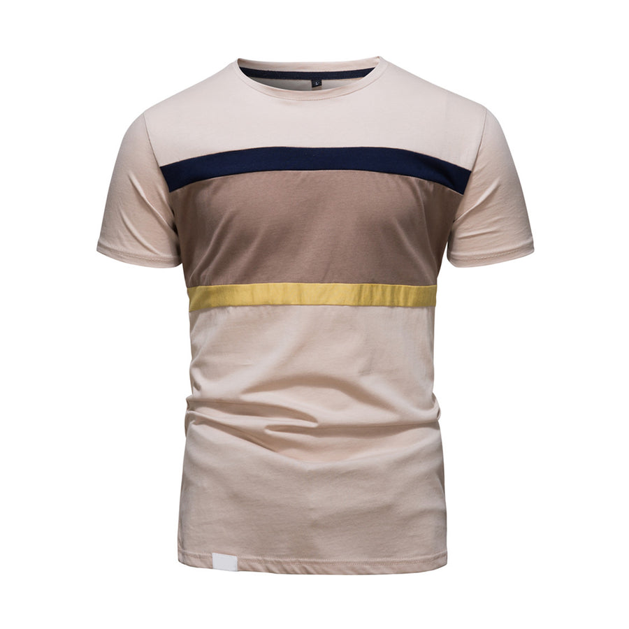 100% Cotton T-shirt for Men O-neck Patchwork Short Sleeve Men's T Shirts Slim Fit Summer Quality Men Clothing