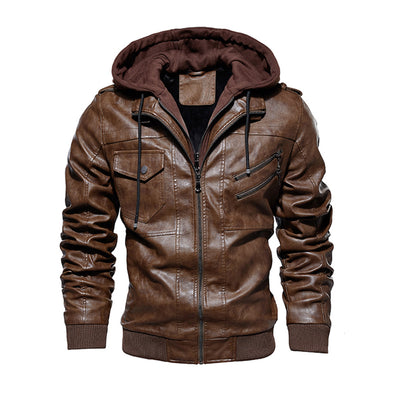 Men Vintage Motorcycle Jacket Men's Bomber Fleece Leather Jackets Thick Coat Male Winter Warm Fashion Pu Leather Outerwear