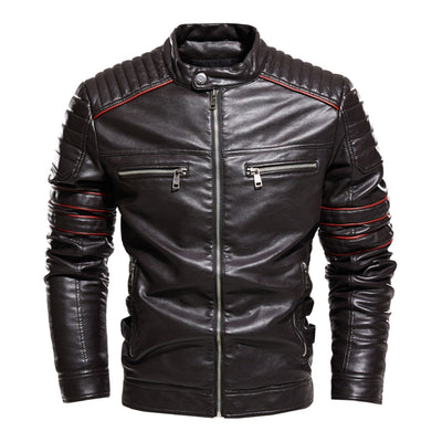 Men Jacket Coffee Leather Jacket Men Motorcycle Jacket Fashion Streetwear Biker Coat Slim Fit Autumn Winter Coat Men Fur Lined