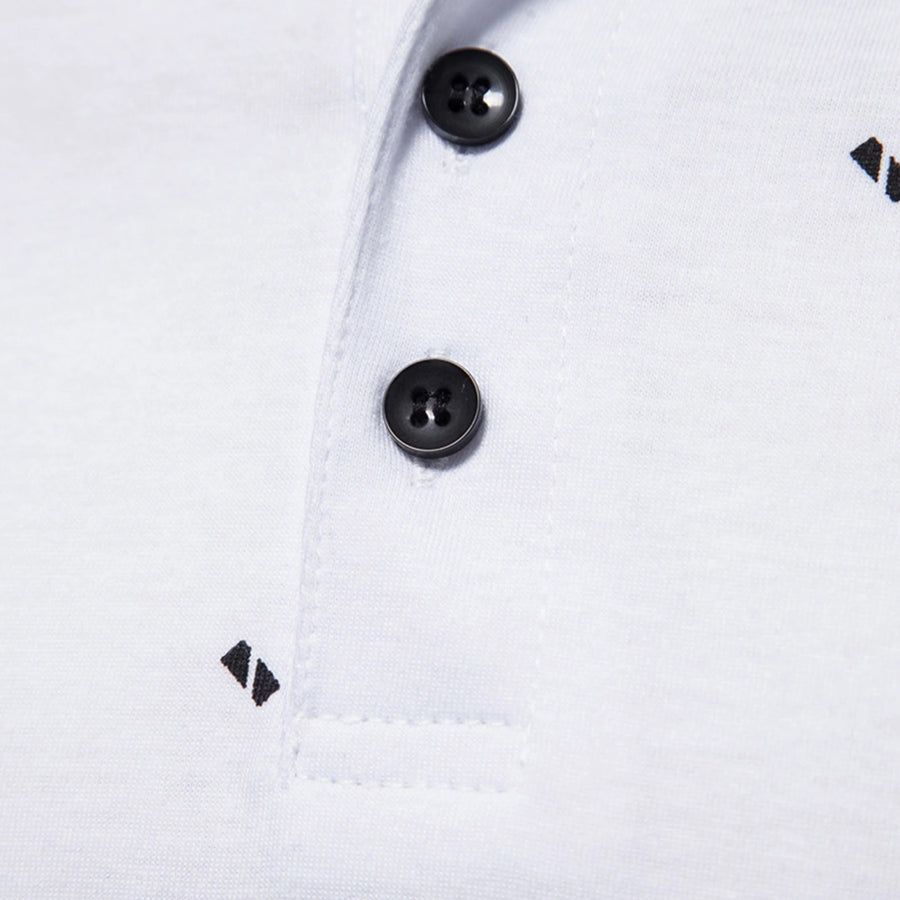 New Fashion Men's Summer T- Shirt Business Casual Cotton Wicking Sport Shirt Men's Slim Short Sleeve Print Lapel Polo Shirt