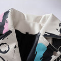 Spring Fashion Punk Rock Skull Faux Leather Jacket For Women Personality Graffiti Print Rivet Motor Jacket