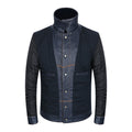 Men Genuine Leather Jacket Soft Slim Fit Blue Cowhide Leather Jacket Casual Style Single Breasted Coat Spring