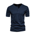 100% Cotton Henley Collar T Shirt Men Casual High Quality Summer Short Sleeve Men's T Shirts Fashion Basic T-shirt Male