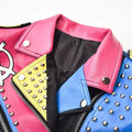 Spring Skull Pattern Graffiti Short Leather Jackets For Punk Women Rivet Slim Streetwear Motorcycle Jackets Coat