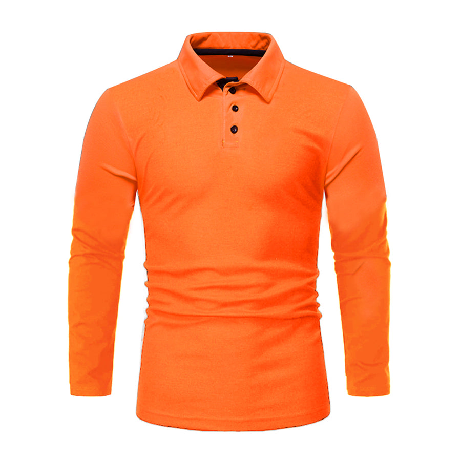 Spring and Autumn Men Long Sleeve Personality Printed Polo Shirt