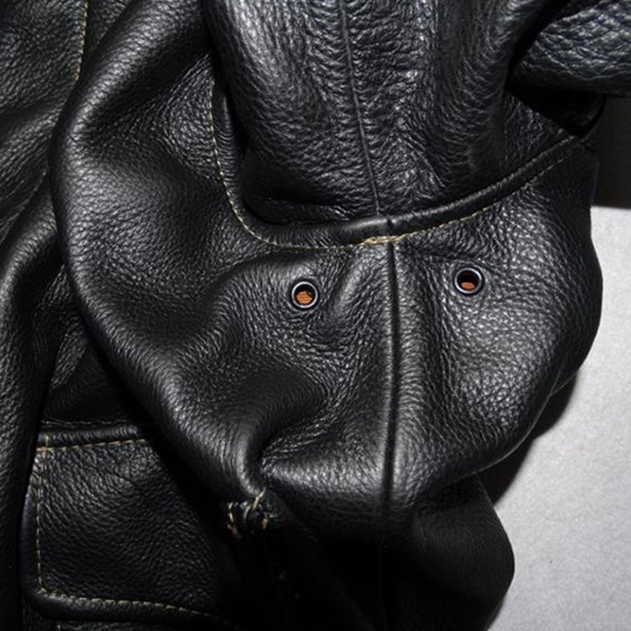 Men’s Genuine Leather Jacket Military Pilot Jackets Air Force Flight Jacket Black Brown 100% Calf Skin Coat Cowhide Clothes