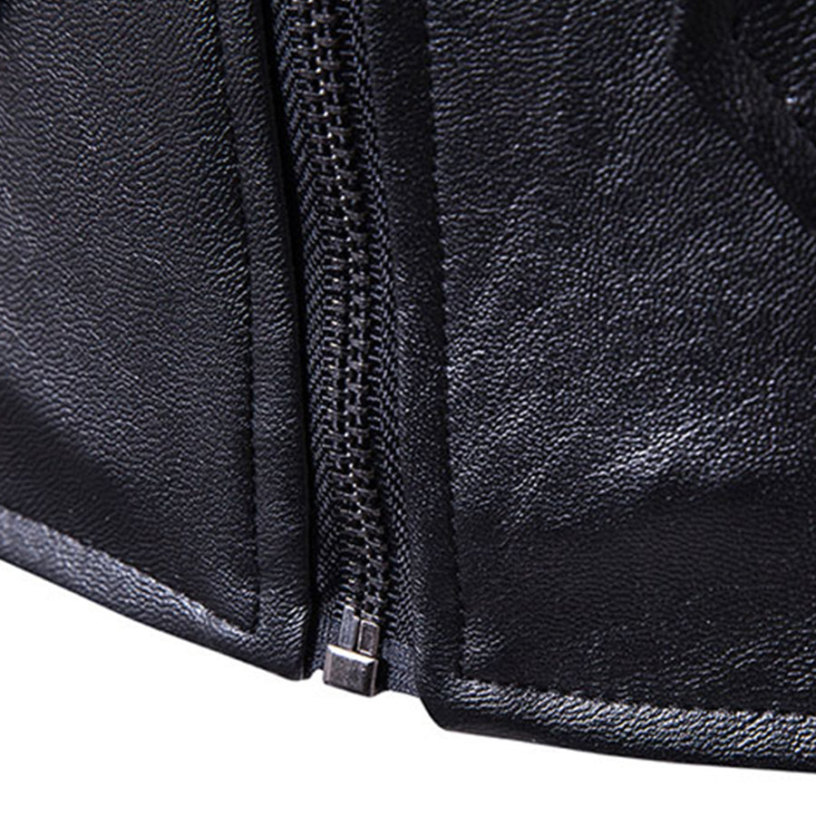 Men Soft PU Leather Jacket Pockets Black Plus Size Size Motorcycle Jacket Clothing Jacket