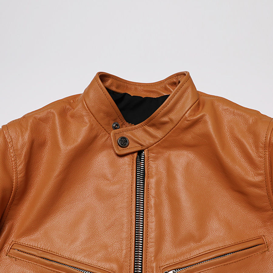 New Yellow Genuine Leather Jacket Man Calf Skin Motorcycle Jackets Men's Natural Cowhide Fashion Clothing