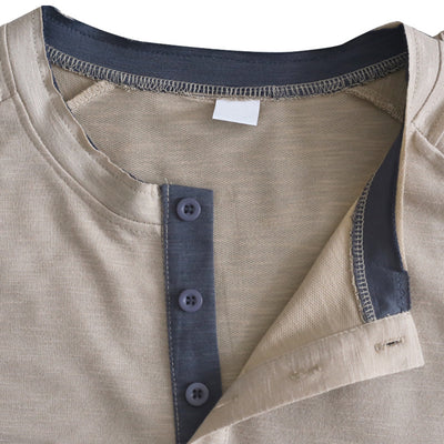 Henley Collar T Shirt Men Casual Solid Color Long Sleeve T Shirt for Men Autumn High Quality Men's T Shirts
