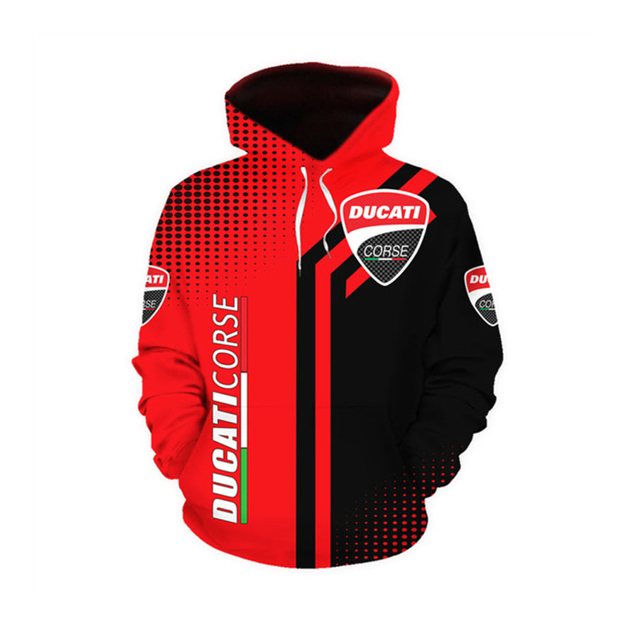 Spring and Autumn Men's Fashion Leisure Hoodie F1 Sweatshirt Zip Hoodie Limited Edition DUCATI 3D Full Body Print