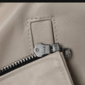 Casual Men's Vintage Leather Jacket White Dovetail Lapel Cowhide Coat Motorcycle Short Genuine Leather Jacket