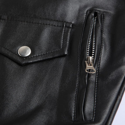New Casual Slim Men's Leather Jackets Fashion Zipper Solid Color Turn-down Collar Men Motorcycle Jacket Leather Coats