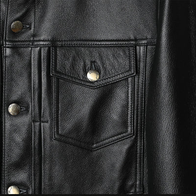 Men's Classic Genuine Leather Jackets Slim Fit Black Cowhide Leather Jacket Male Spring Autumn Casual Single Breasted Coat